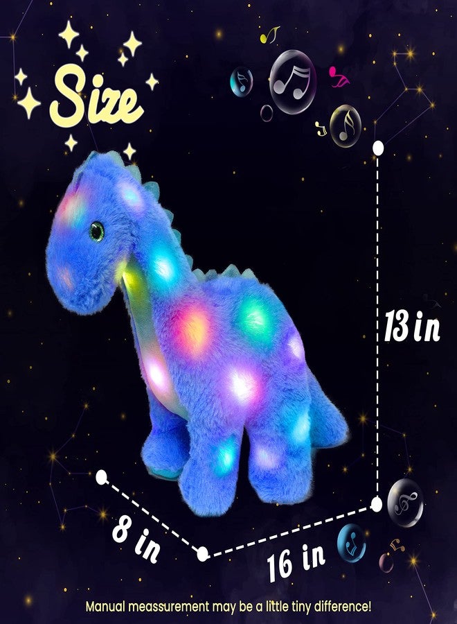Hopearl LED Musical Stuffed Dinosaur Lighting Up Singing Diplodocus Soft Plush Toy with Long Neck Adjustable Volume Lullaby Animated Soothe Gifts for Kids Toddlers, Blue, 16'' - Image 5
